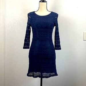 As U Wish Navy 3/4 sleeve lace dress